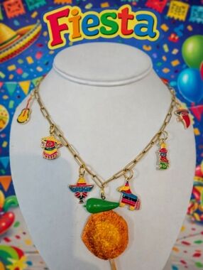 Fiesta Charm Necklace with Colorful Mexican-themed Charms